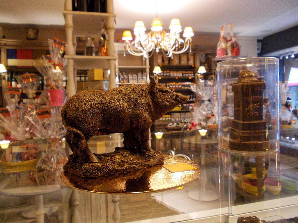 Sanglier en chocolat dans la boutique Terra Chocolata de Verdun 55100 - Réalisé avec un moule thermoformé